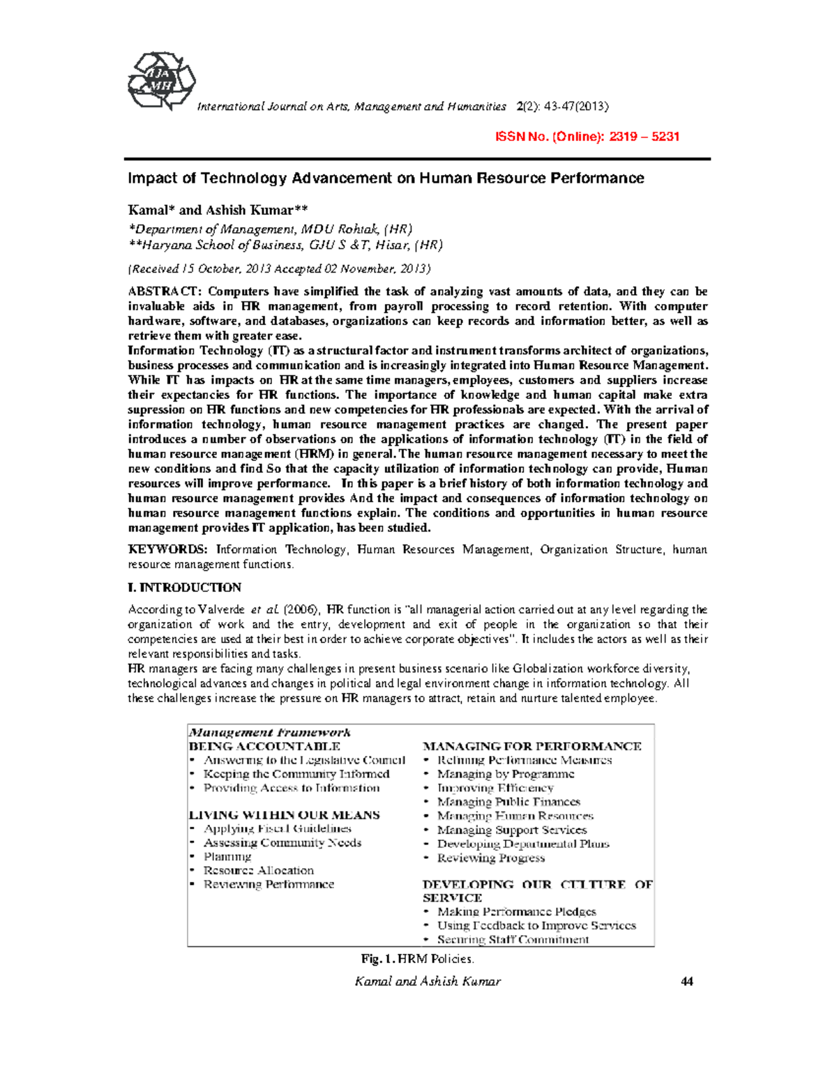 Technology Advancement's Impact on HR Performance: A Study (IJA MH ...