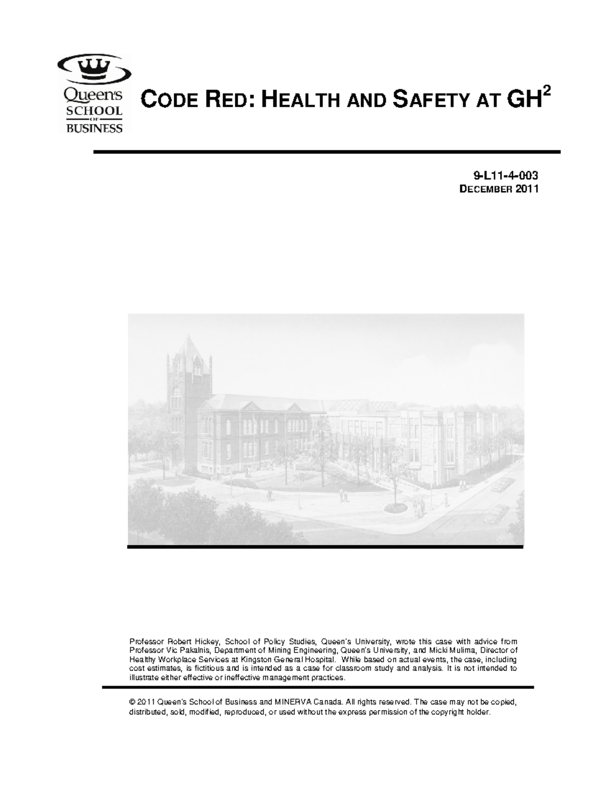 Case Study: Code Red at GH2 - Health and Safety Issues Analysis - Studocu