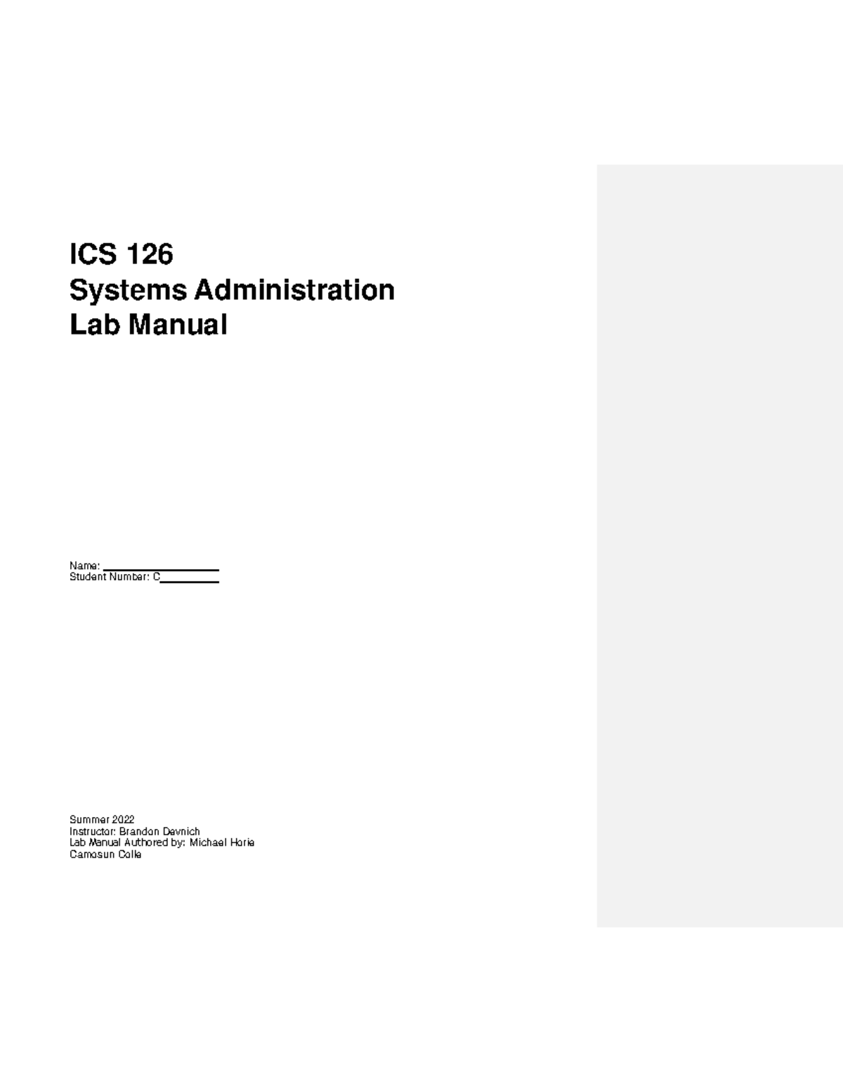 ICS 126 Systems Administration Lab Manual Summer 2022 Revision 11 - Studocu