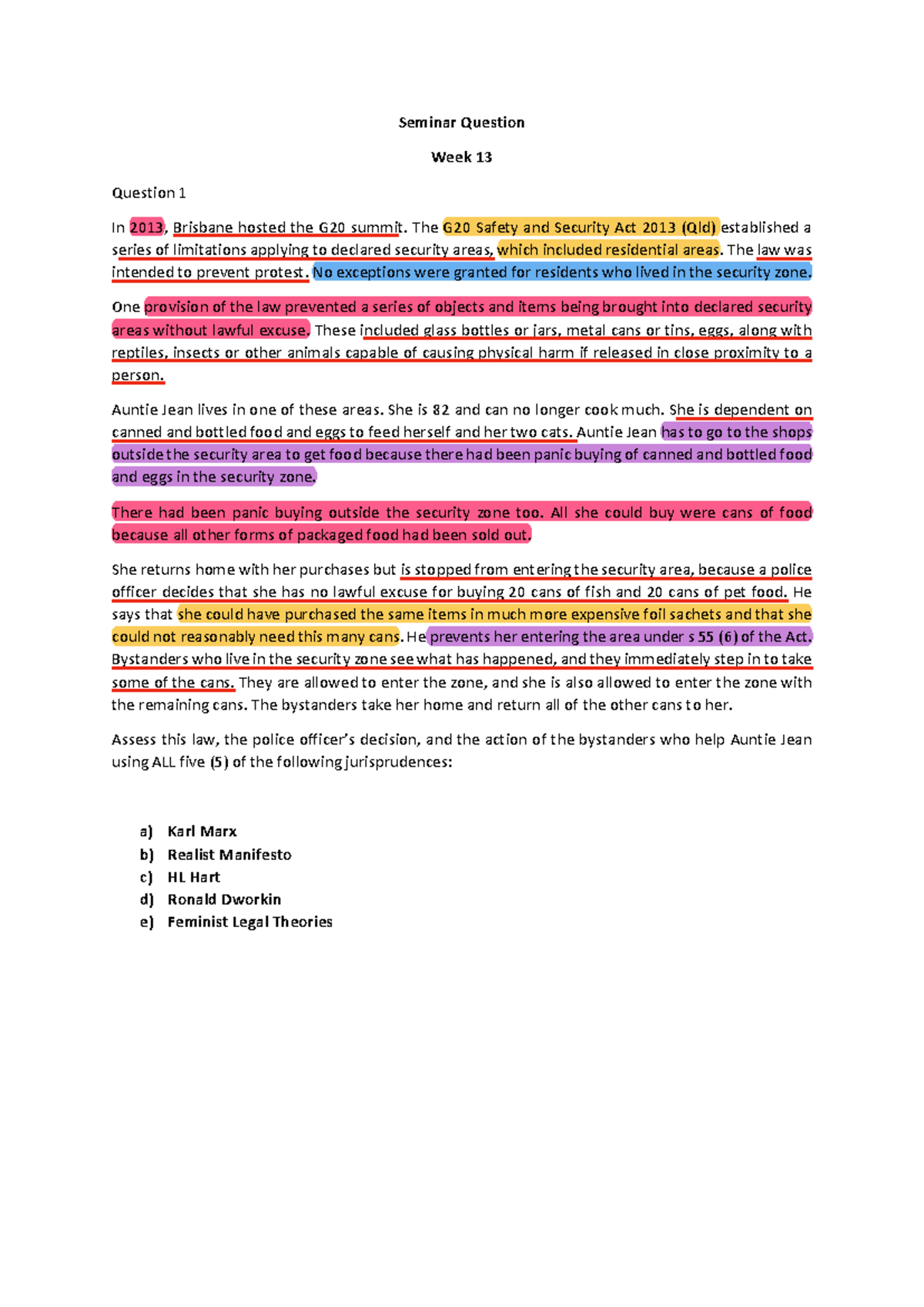 Seminar Question Week 13 - Seminar Question Week 13 Question 1 In 2013 ...