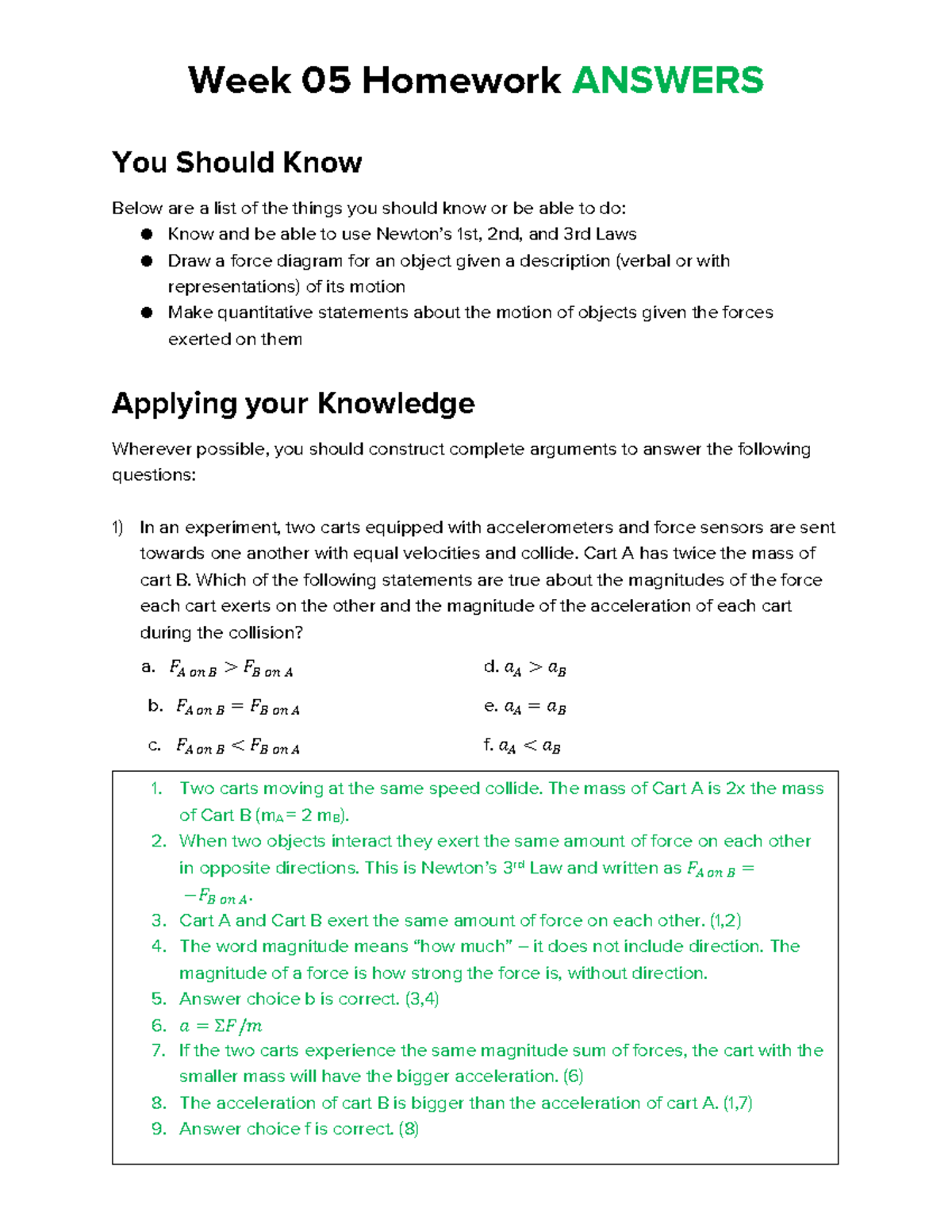 Physics 101 - Week 05 Homework Answers and Key Concepts - Studocu