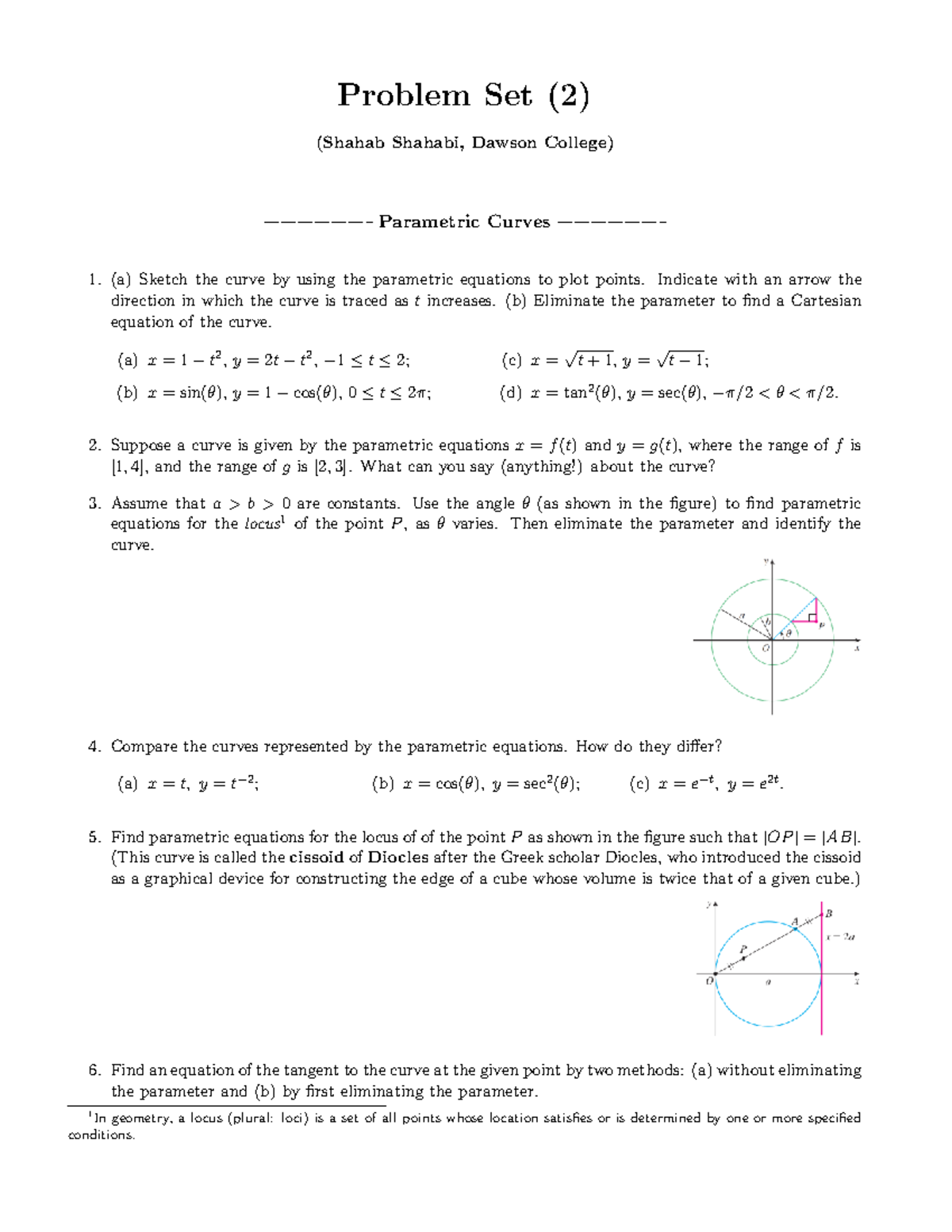 Problem Set 2: Parametric Curves and Their Properties - Studocu