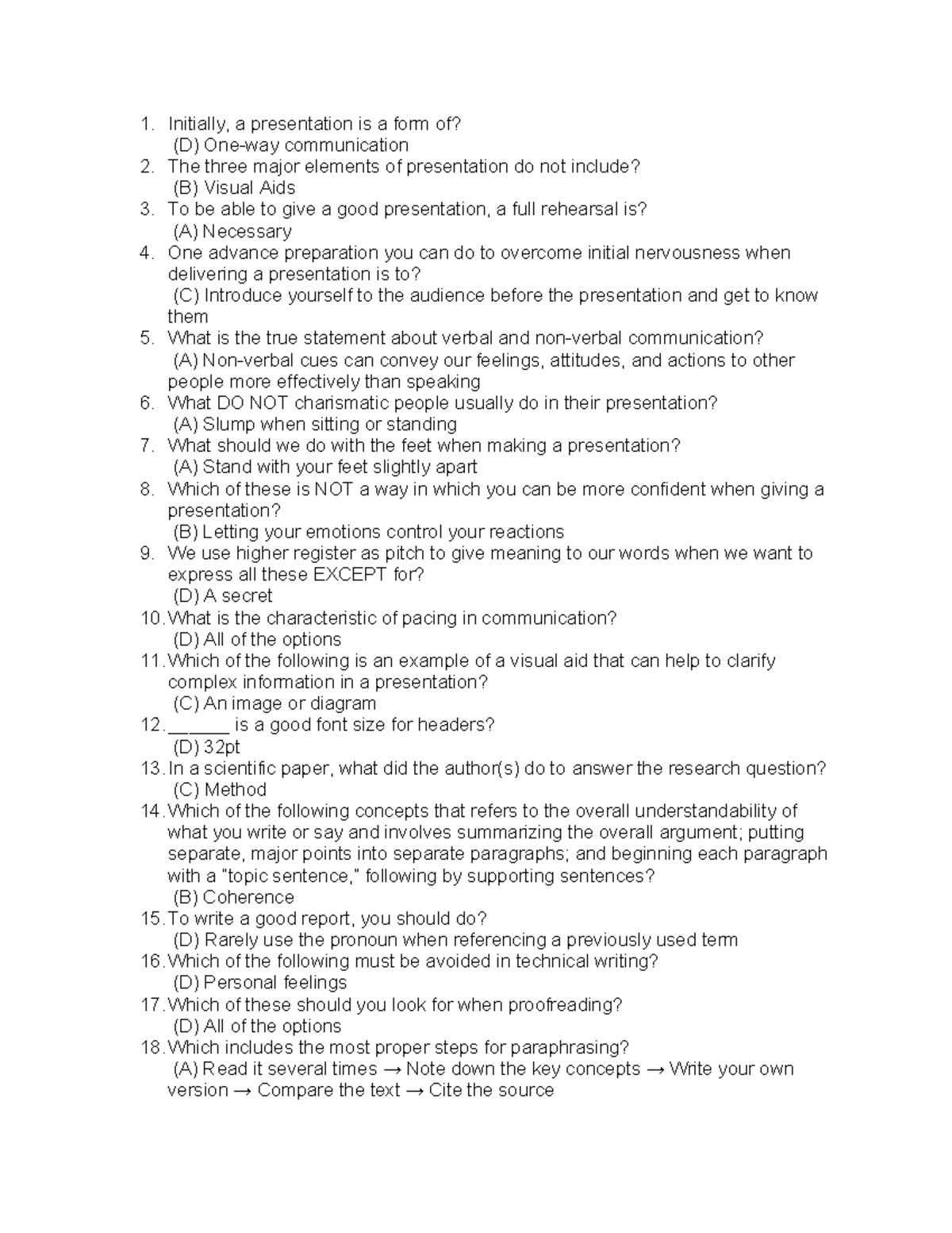 Tnotech - Final Exam Study Guide for Effective Presentations - Studocu