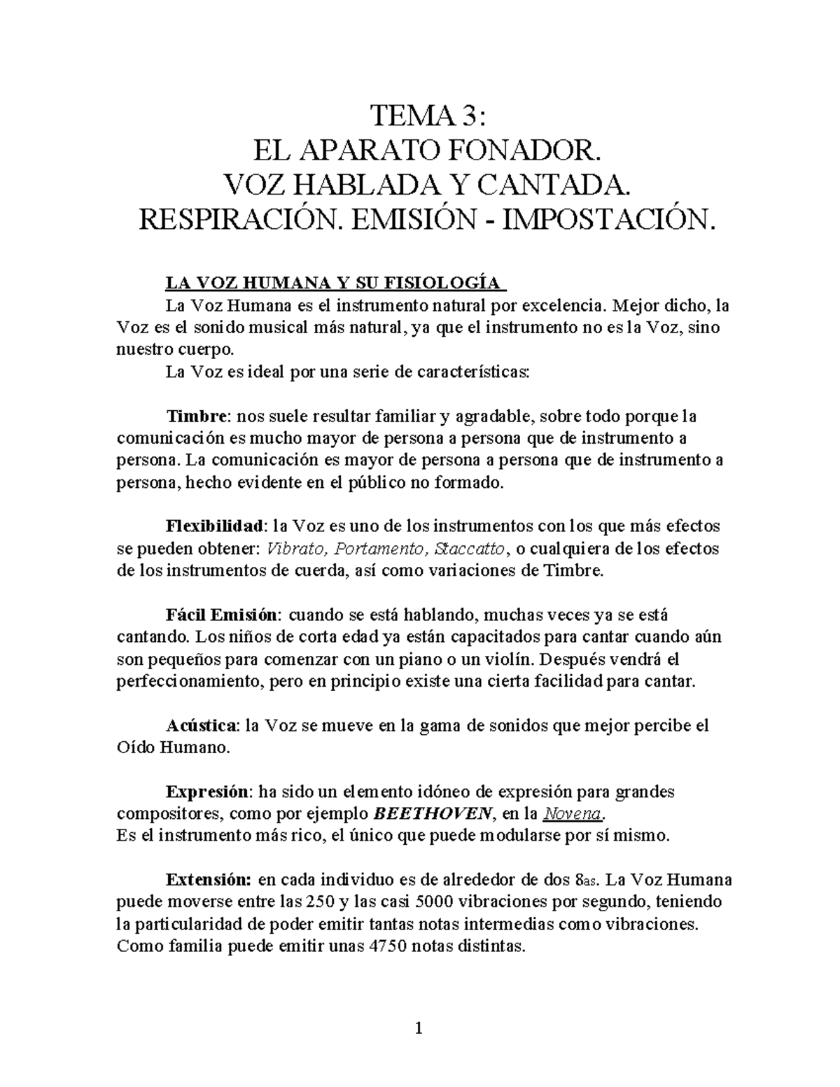 TEMA 3: EL APARATO FONADOR Y LA VOZ HUMANA EN CANTO Y HABLA - Studocu