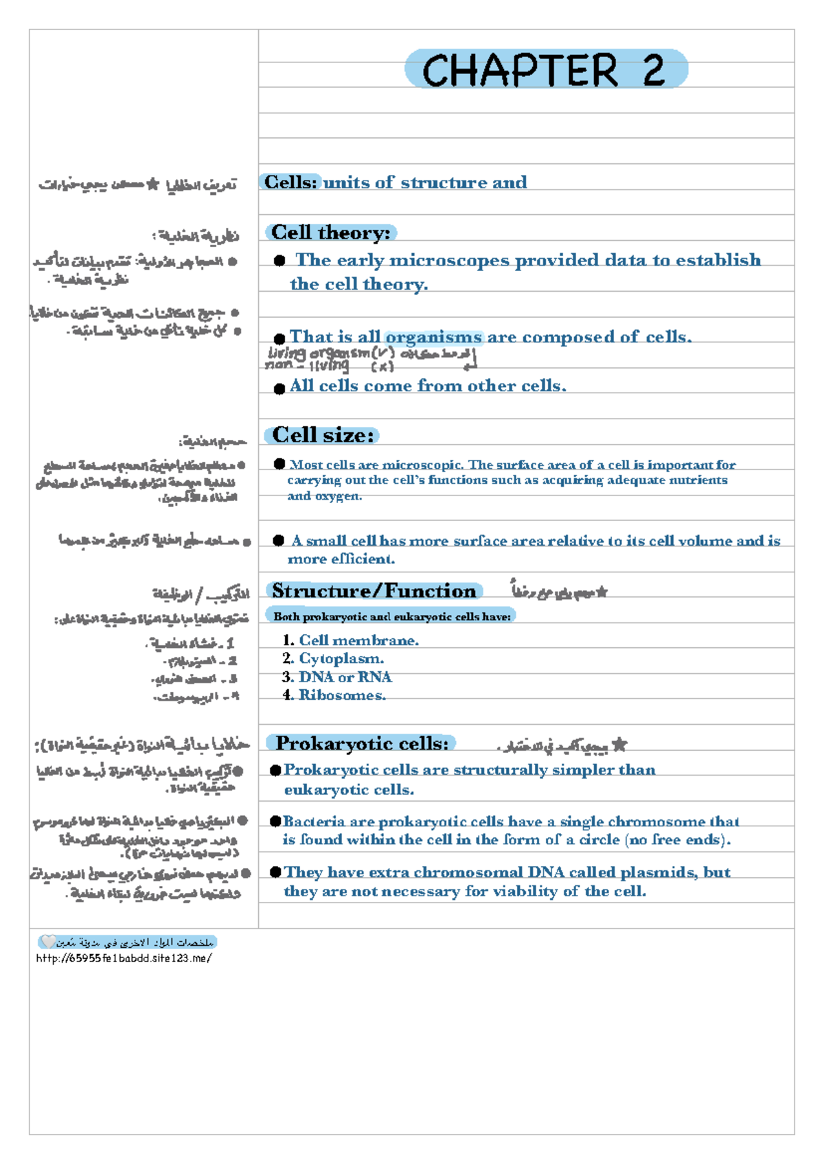 Biology 101: Chapter 2 Summary on Cell Structure and Function - Studocu