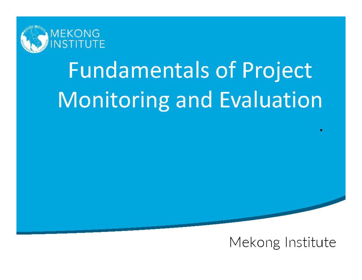 Fundamentals of Project M&E: Monitoring and Evaluation Insights - Studocu