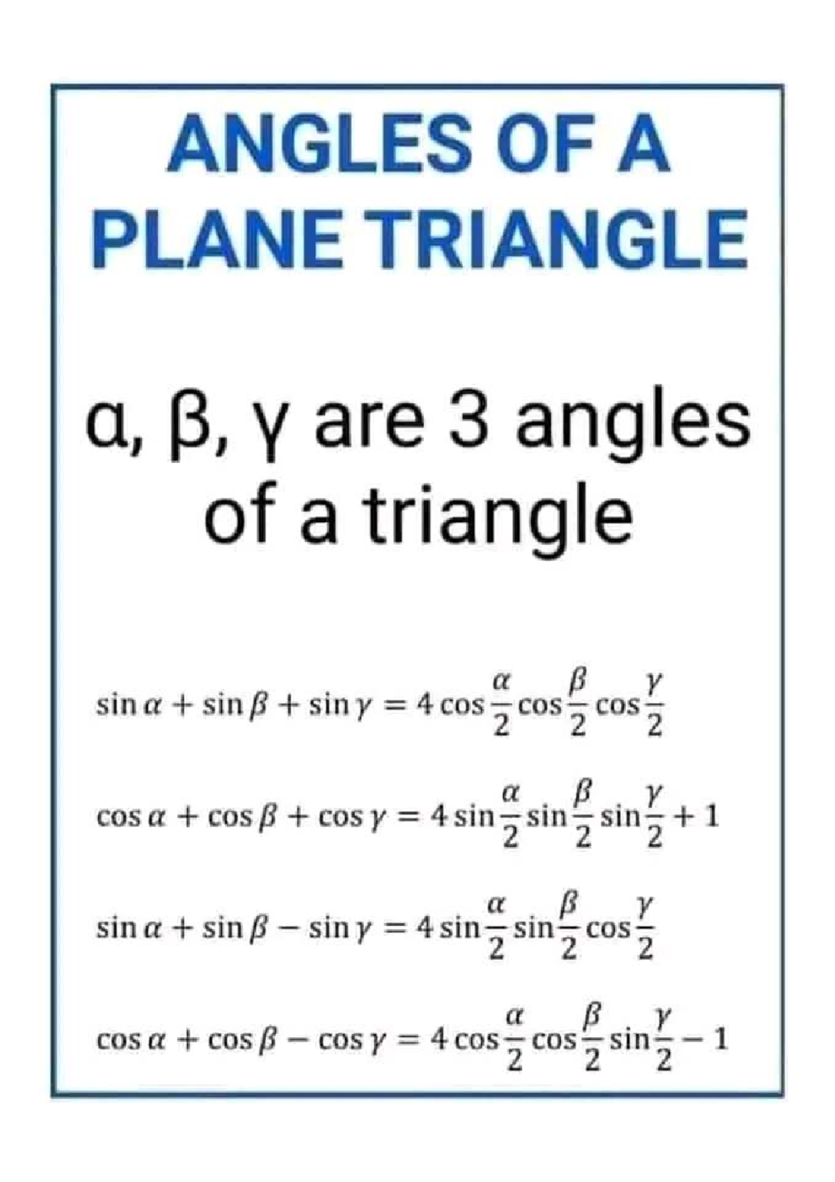 ANGLES OF A PLANE TRIANGLE: Properties and Relationships in Geometry ...