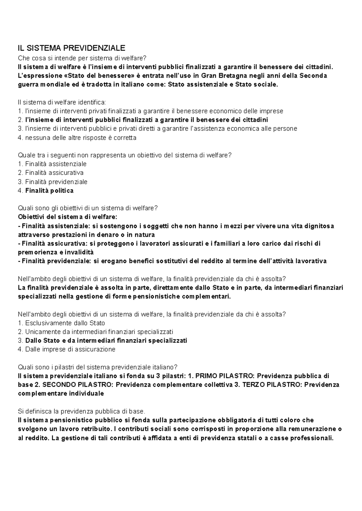 Ripasso sul Sistema Previdenziale e Assicurativo - EC PREVID E ASSIC 2 ...