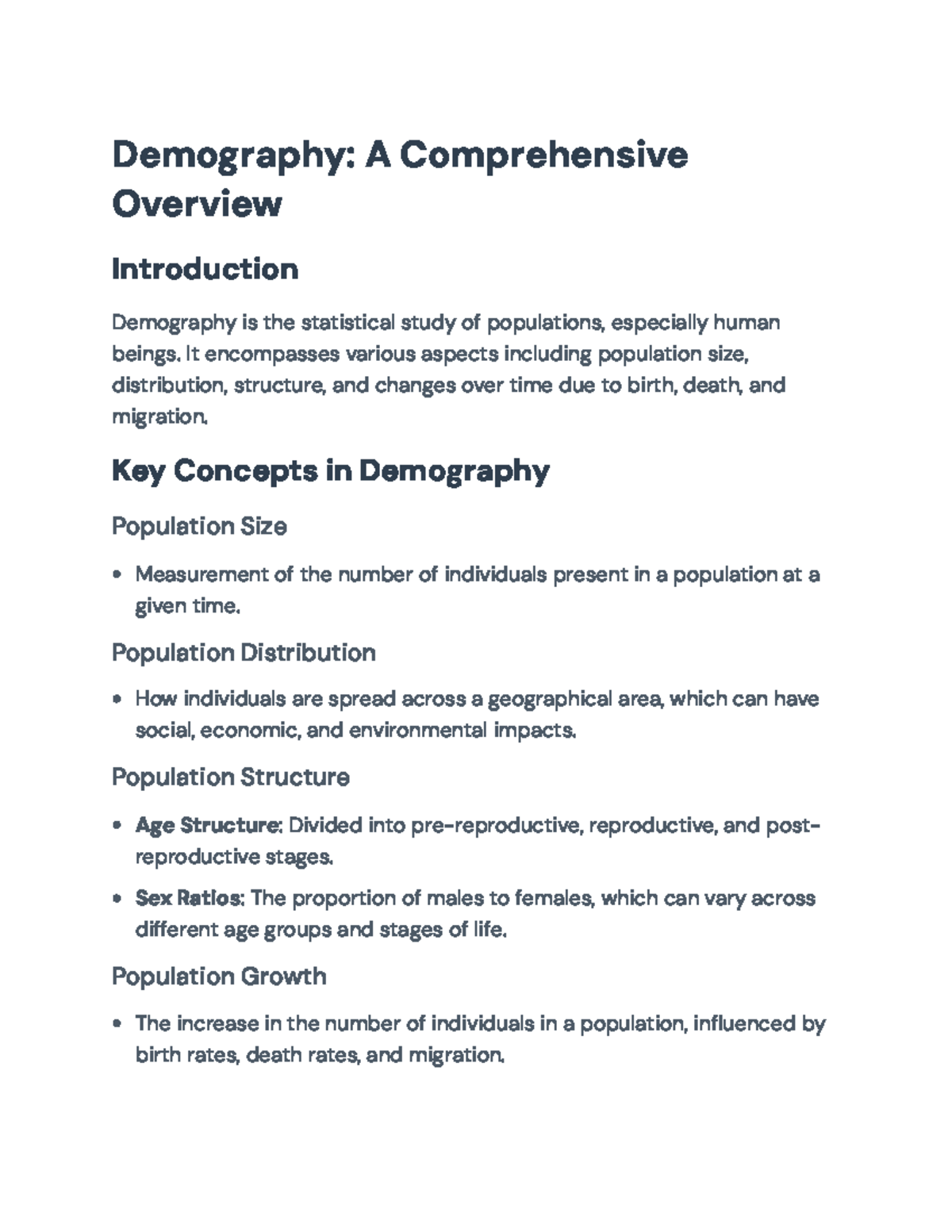 Demography 101: Key Concepts in Population Studies and Changes ...