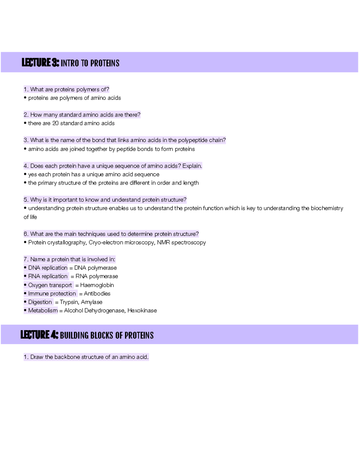 BIOC 101: Lecture Notes on Protein Structure and Function - Studocu
