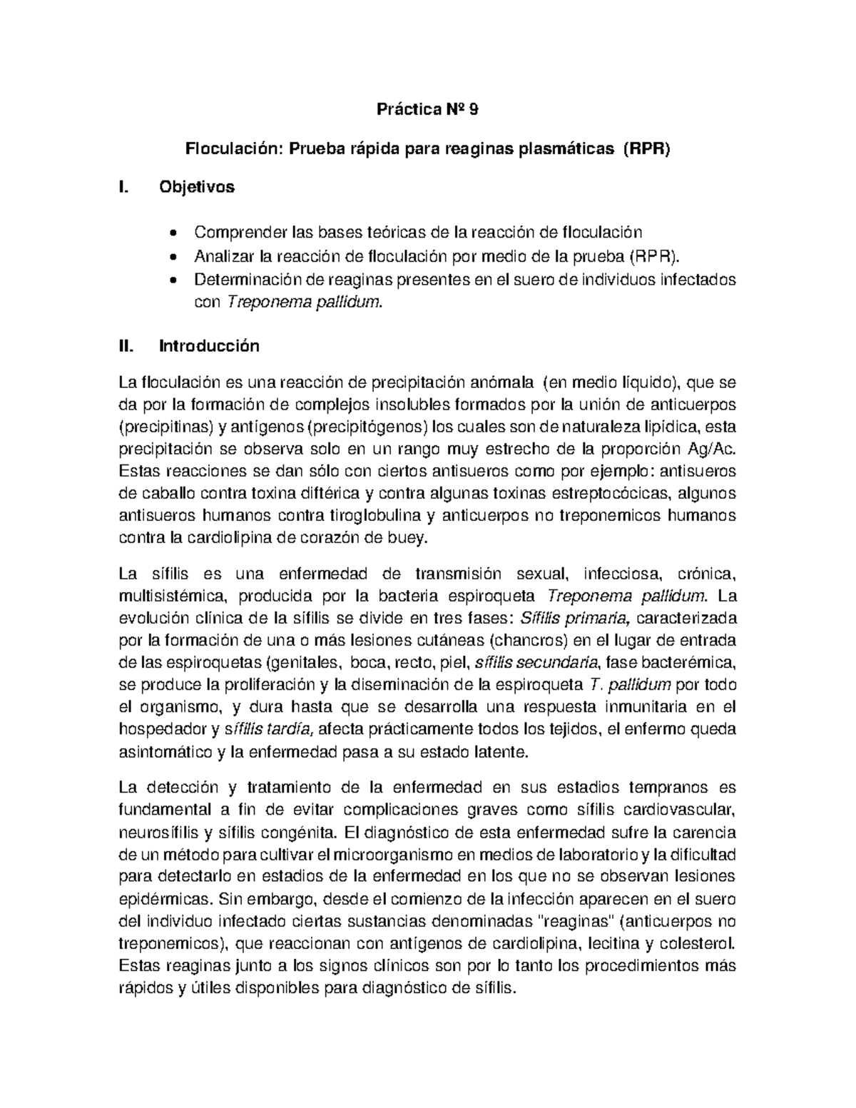Práctica Nº 9: Análisis de Reacción RPR y PCR en Diagnóstico Clínico ...