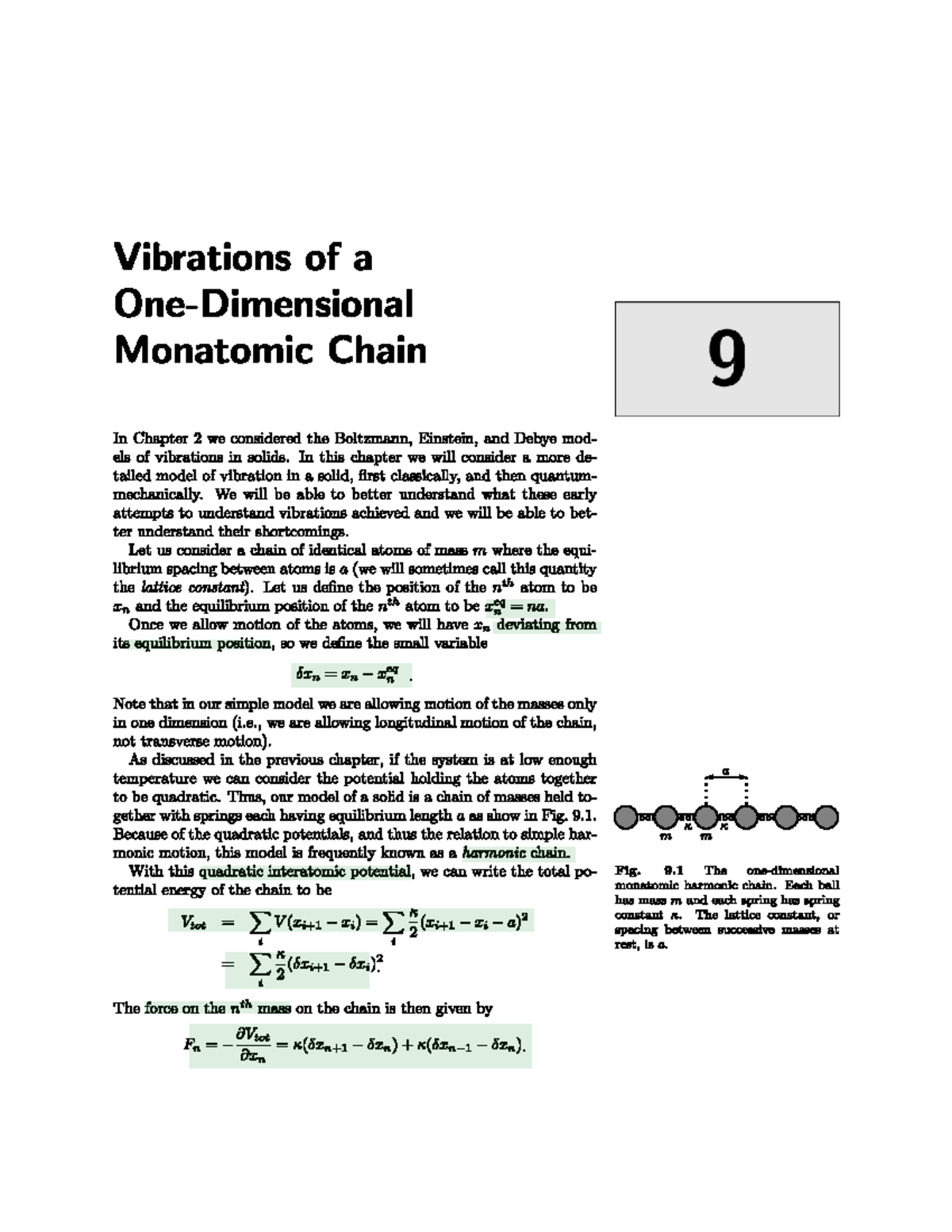 C9 - Detailed Notes on Vibrations of a Monatomic Chain - Studocu
