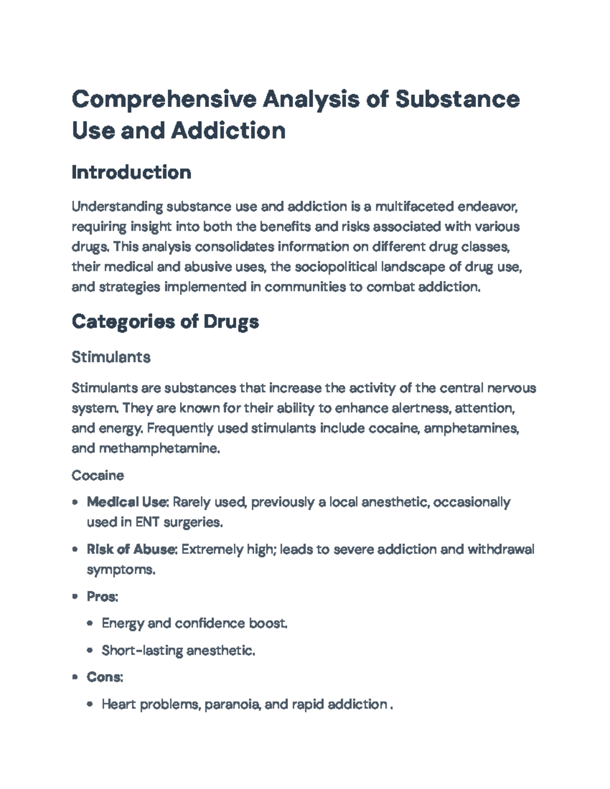 Comprehensive Analysis of Substance Use and Addiction (PSYCH 101 ...