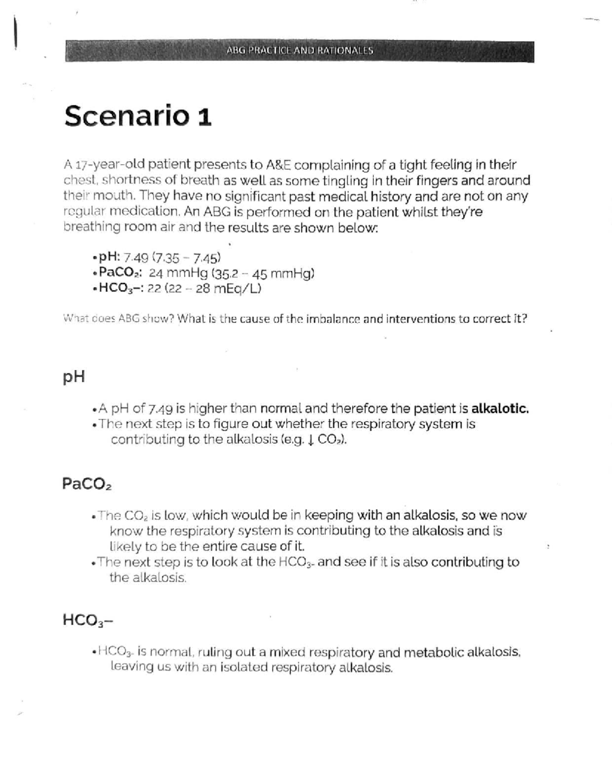 ABG PRACTICE AND RATIONALES: Clinical Scenarios and Interpretations ...