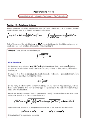 Pauls Online Notes Integrals 6 Integration of trig functions - Paul's ...
