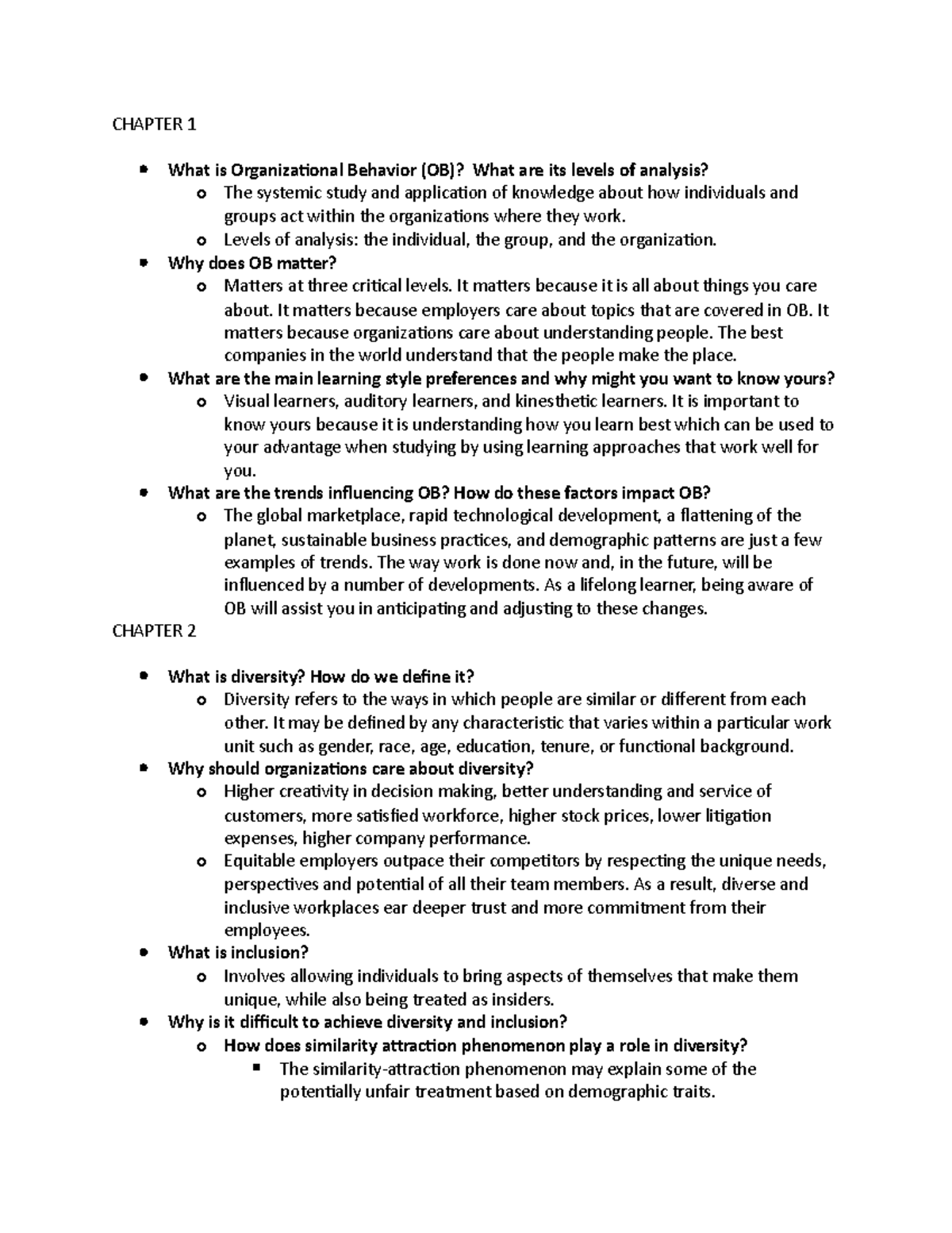 BMGT364 Exam 1 Comprehensive Study Guide on Organizational Behavior ...