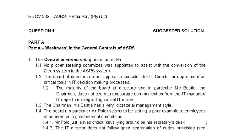 RGOV 302 ASRS Assignment Solutions: Suggested Answers and Analysis ...