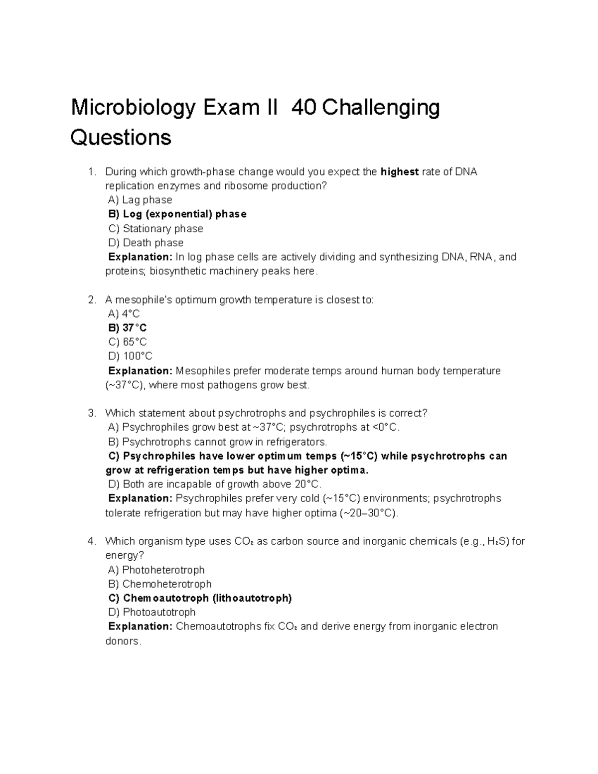 Microbiology Exam II: 40 Challenging Questions and Explanations - Studocu