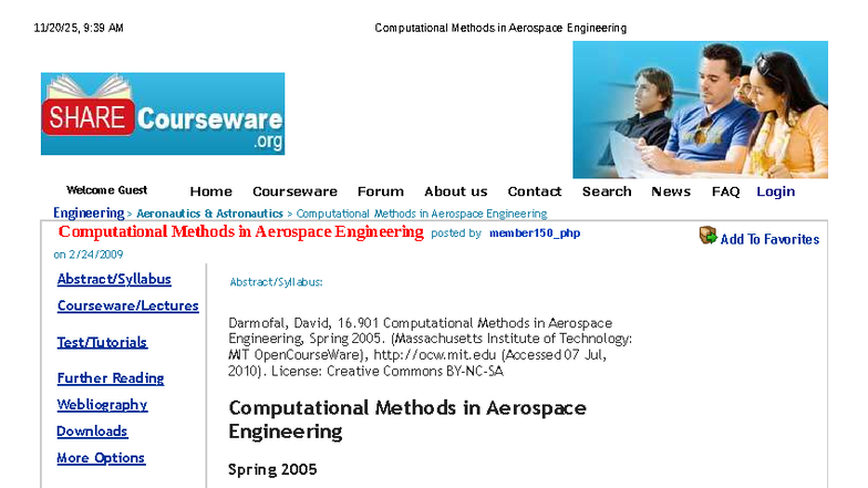 16.901 Lecture Notes: Computational Methods in Aerospace Engineering ...