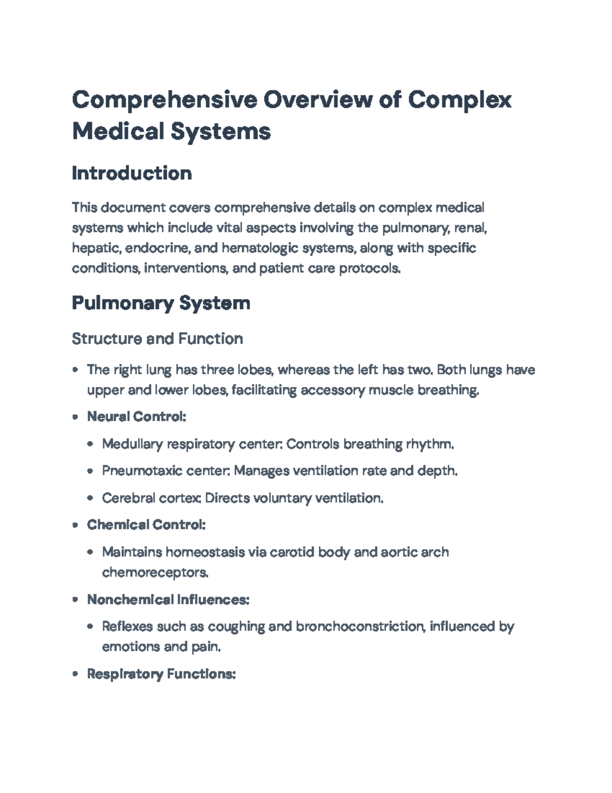 Comprehensive Overview of Complex Medical Systems in Patient Care ...