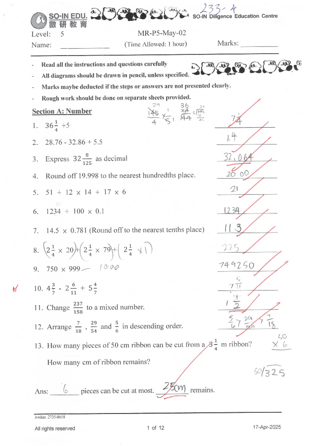 P5 EDU Mock Exam Paper 02 - Level 5 (Time: 1 Hour) - Studocu
