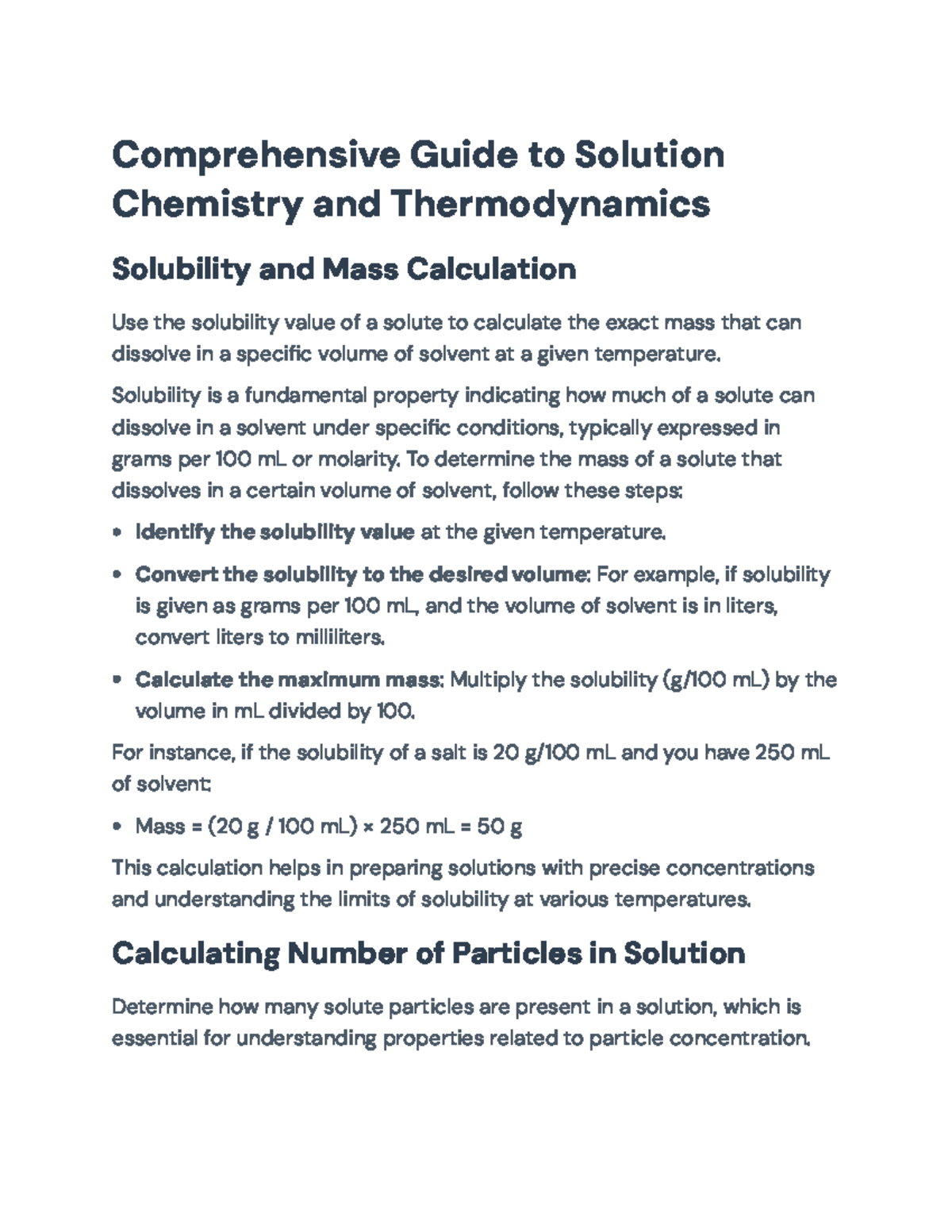 Comprehensive Guide to Solution Chemistry & Thermodynamics (CHEM 101 ...