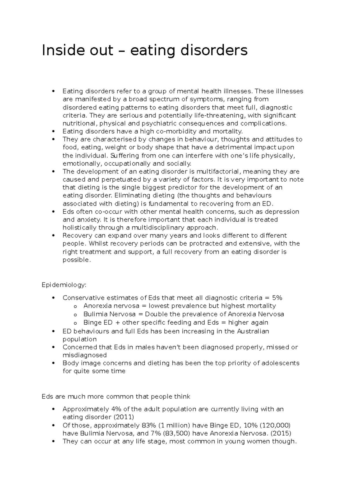 Eating Disorders: Insights and Implications - Notes from Inside Out ...