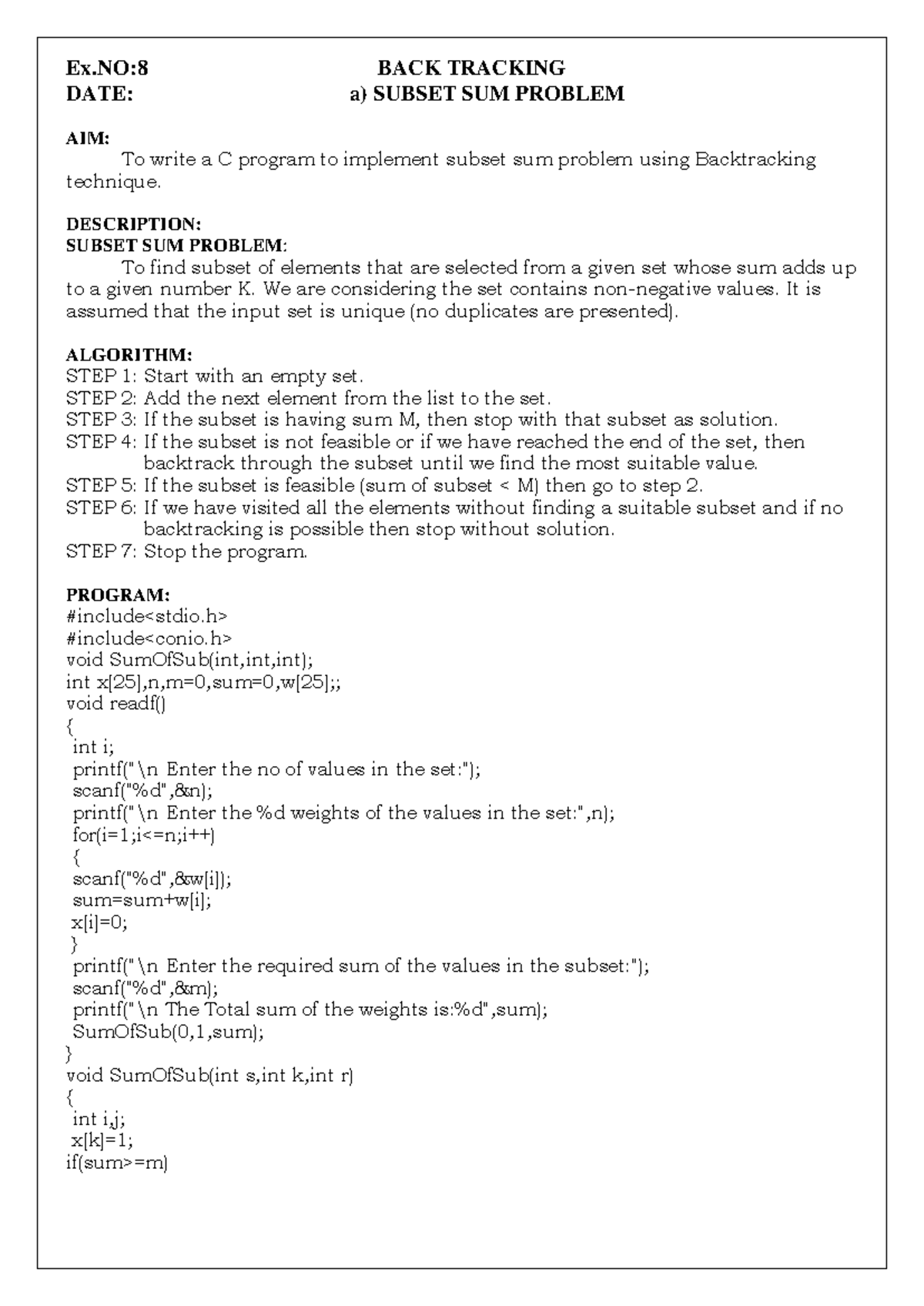 Ex 8-9: DAA Lab Notes on Backtracking & Branch and Bound Techniques ...