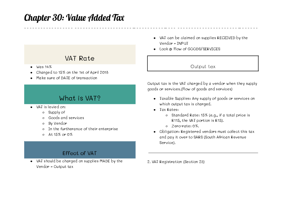 Chapter 30: Detailed VAT Notes on Value Added Tax (VAT) - Studocu