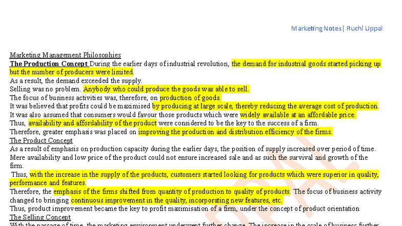 Marketing Management Philosophies: Concepts and Functions - MKT 101 ...