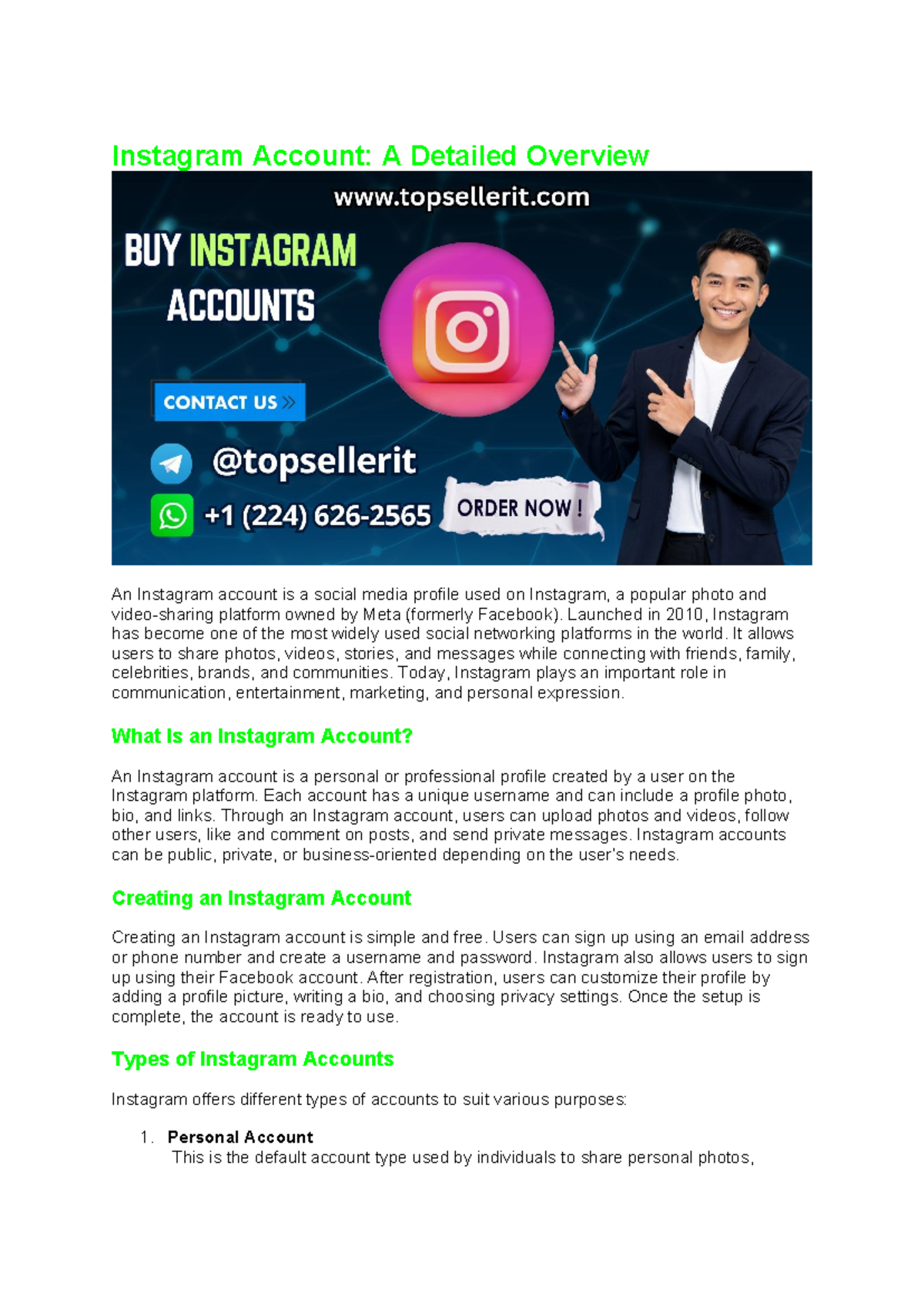 Instagram Account Overview: Features, Types, and Usage - Studocu