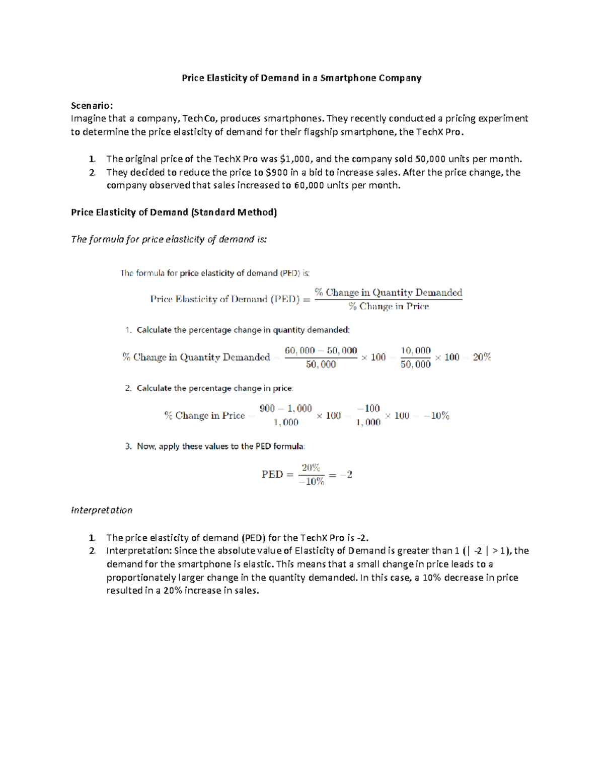 Price Elasticity of Demand Analysis - ECONOMICS Activity Report - Studocu