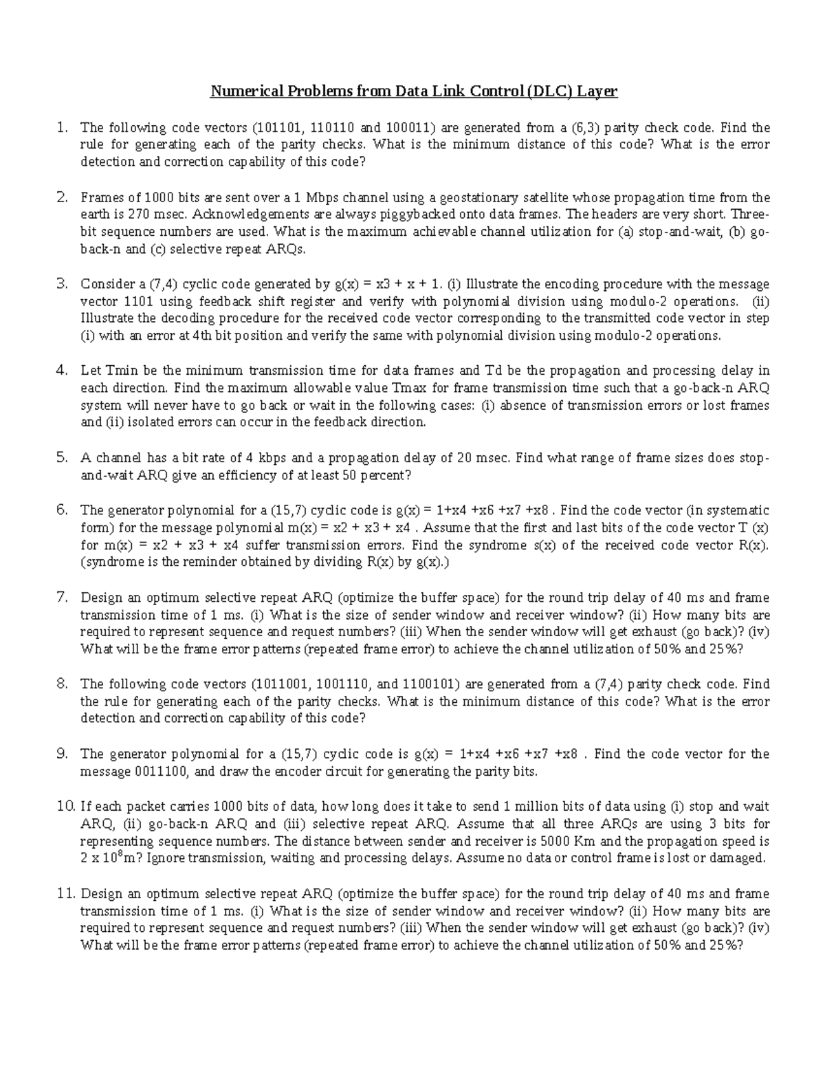 Assignment 2 - good for practice - Numerical Problems from Data Link ...
