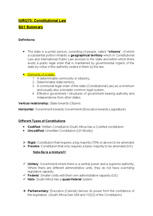 IURI 275 Notes 12 - Summary Constitutional Law and the Bill of Rights ...