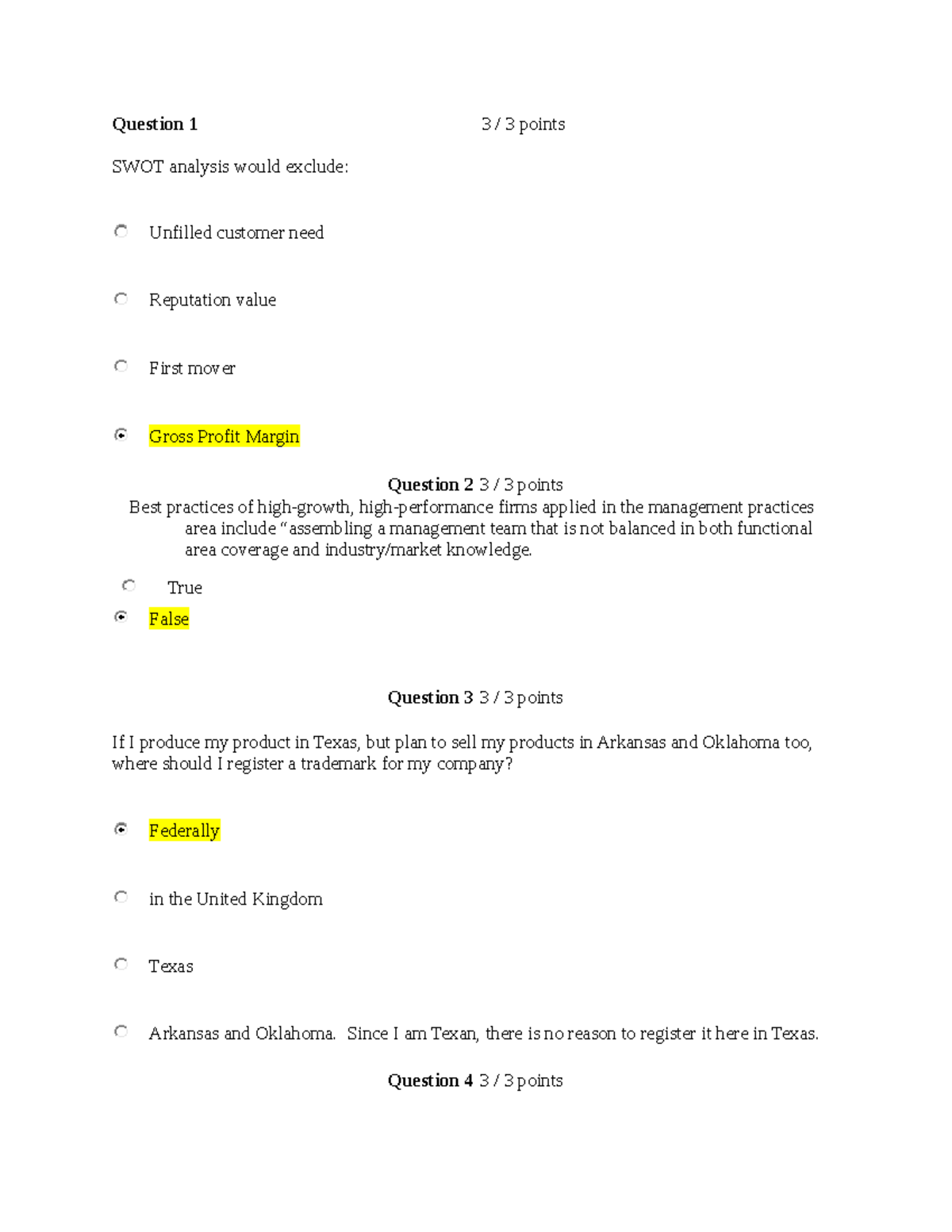 Exam I - SWOT Analysis and Venture Opportunities Questions - Studocu