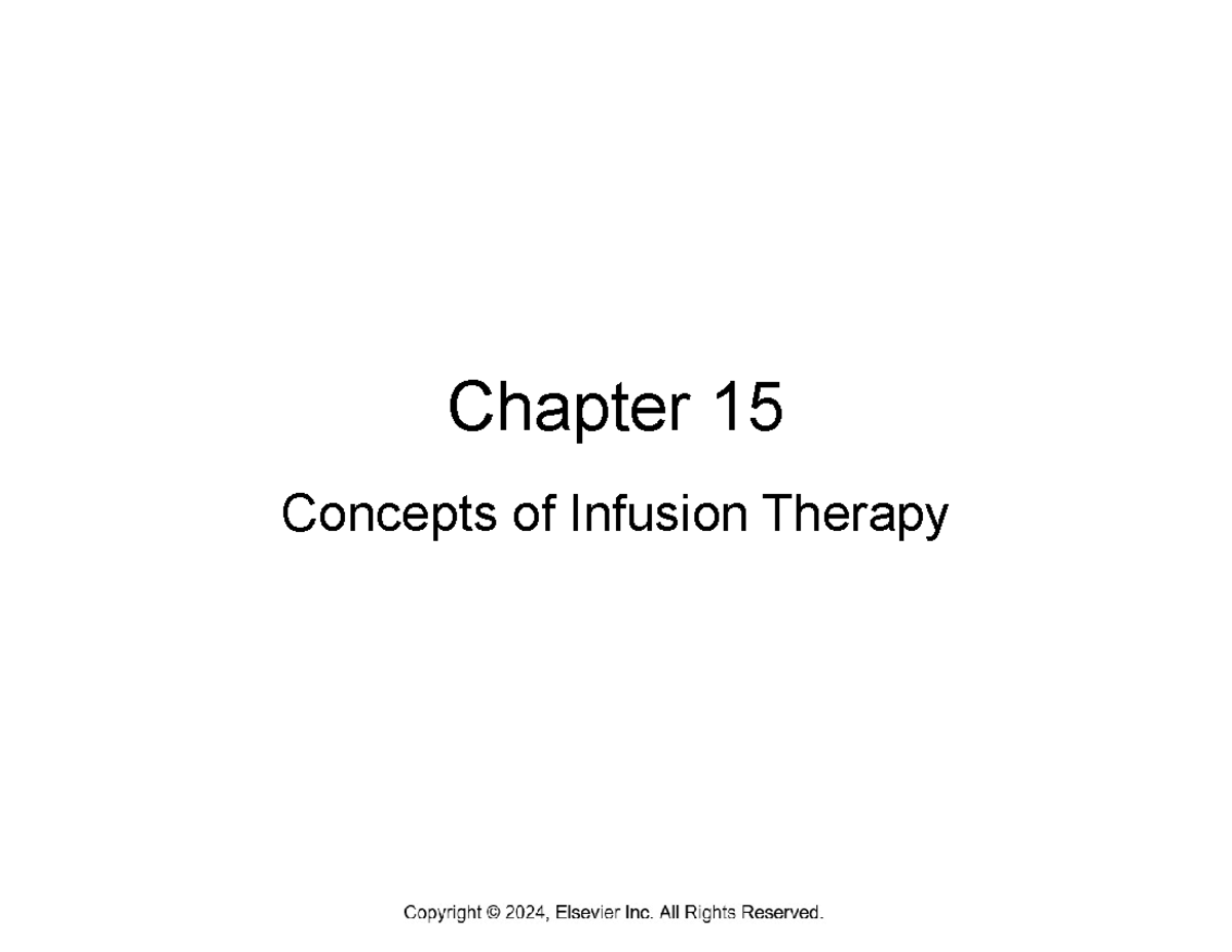 Infusion Therapy Concepts: Chapter 15 Overview & Key Points - Studocu