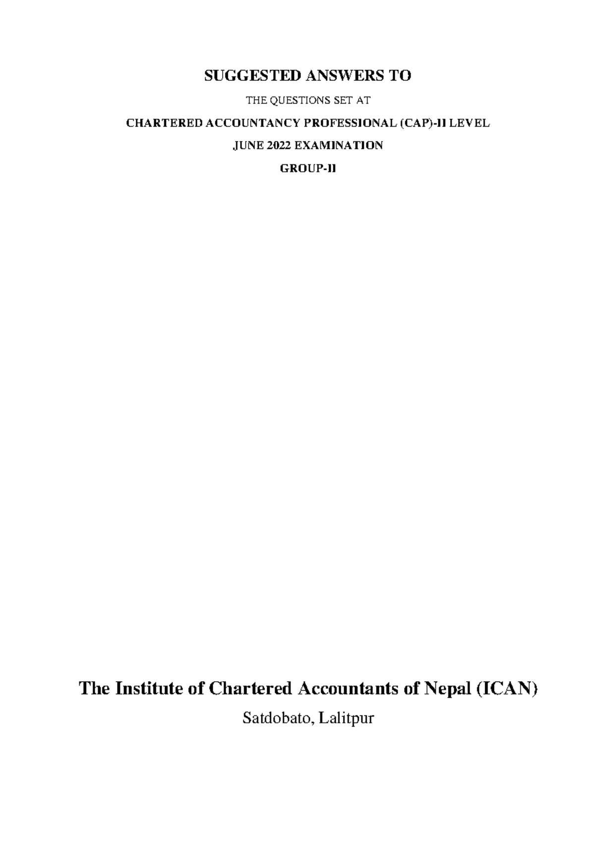 Suggested Answers for CAP-II SA Group-II June 2022 Examination - Studocu