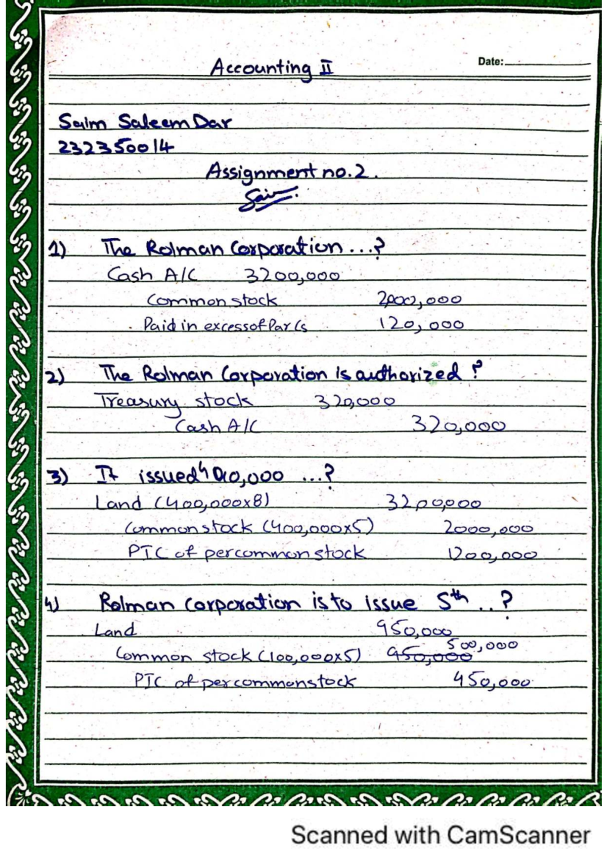 Assignment 2 - Accounting II Notes for Saim Saleem Dar - Studocu