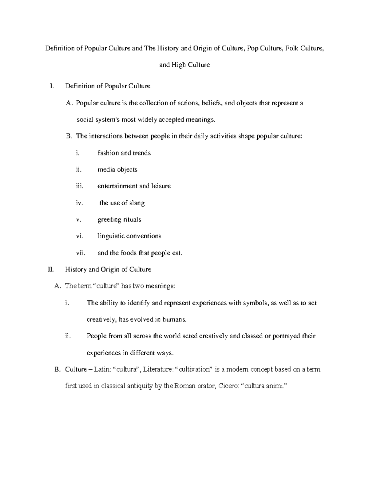 Definition of Popular Culture and The History and Origin of Culture ...
