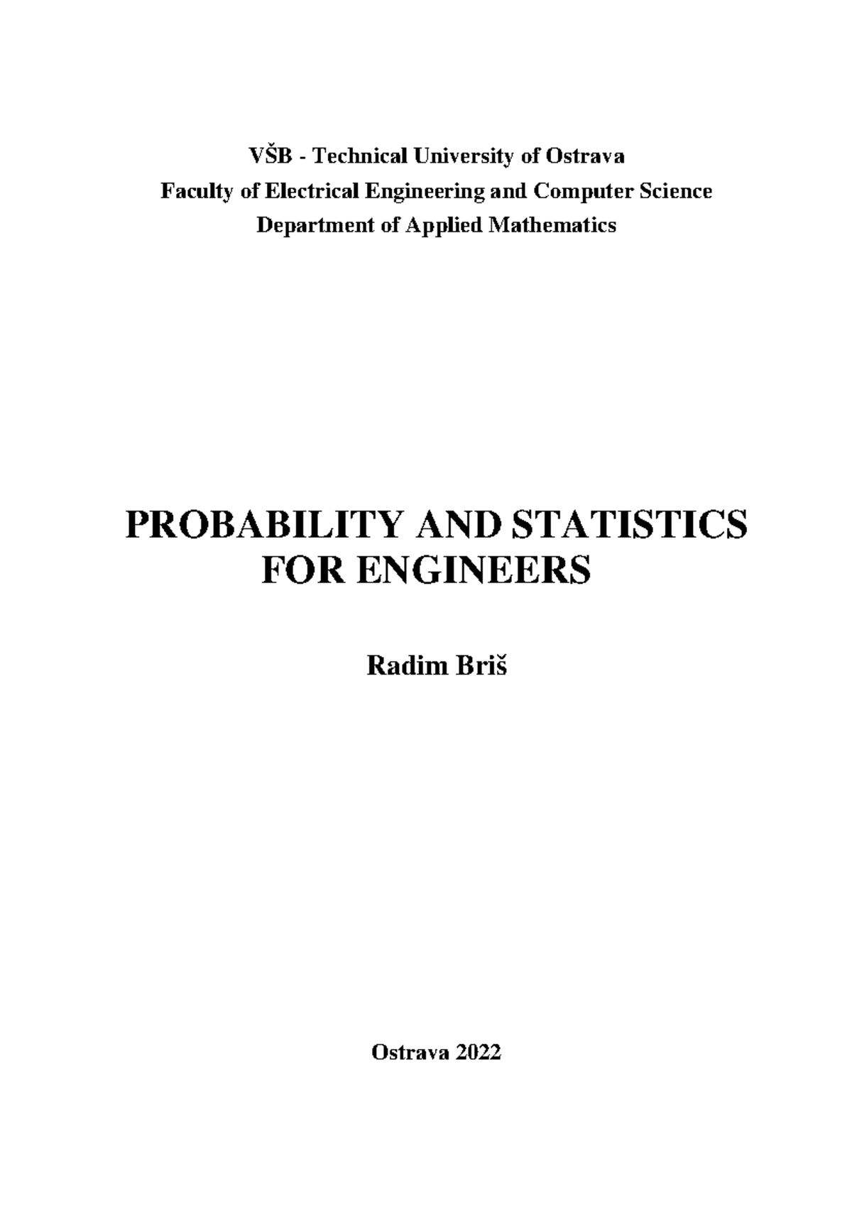 Prob & Stat for Engineers - Lesson Notes (VŠB EECS) - Studocu