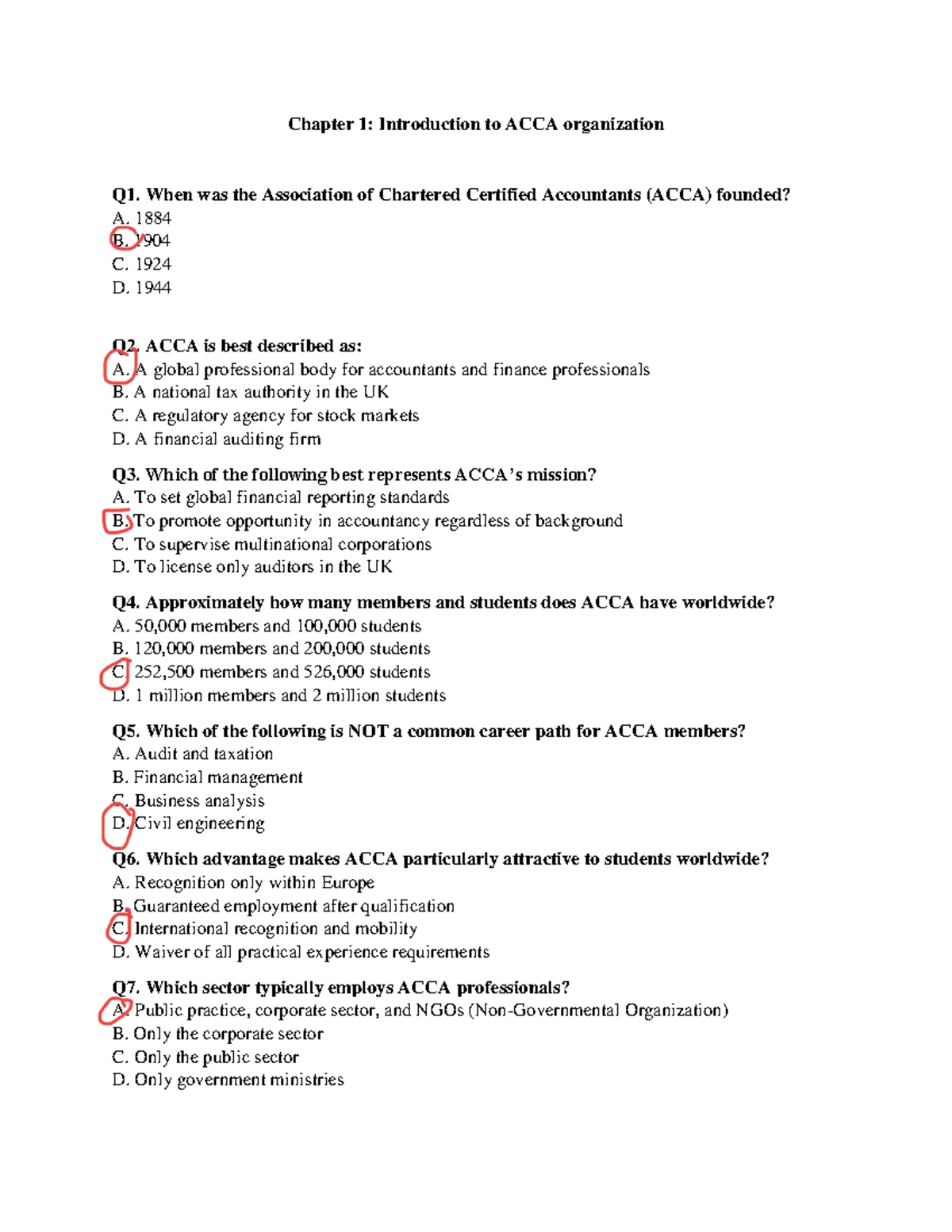 ACCA Q1-Q3: Comprehensive Questions on Accounting Principles - Studocu