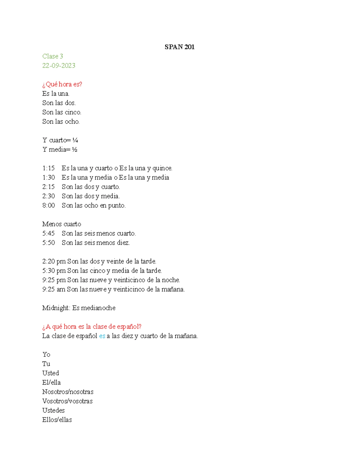 SPAN 201: Introductory Spanish I Course Outline for Winter 2024 - Studocu