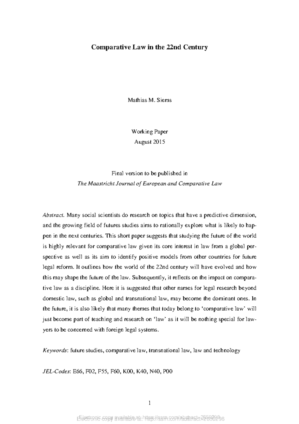 Comparative Law in the 22nd Century: Future Perspectives and Trends ...