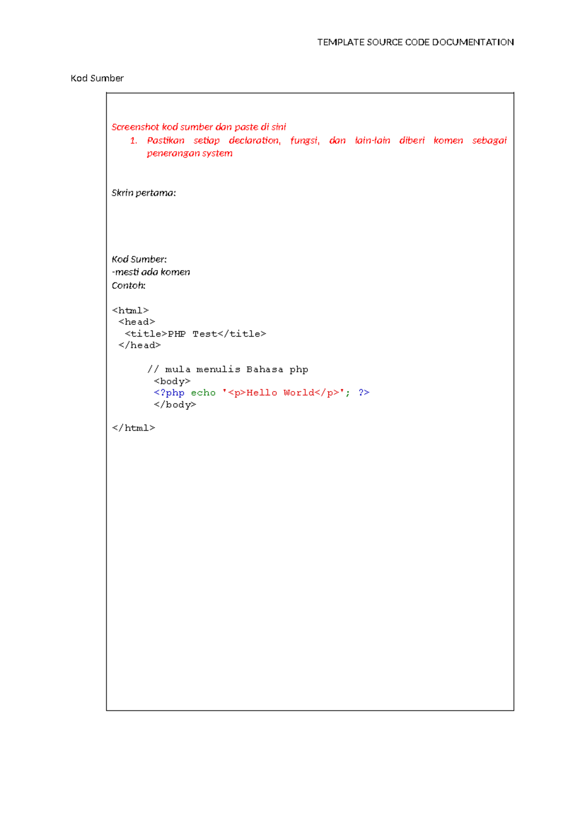 Source CODE Documentation - TEMPLATE SOURCE CODE DOCUMENTATION Kod ...