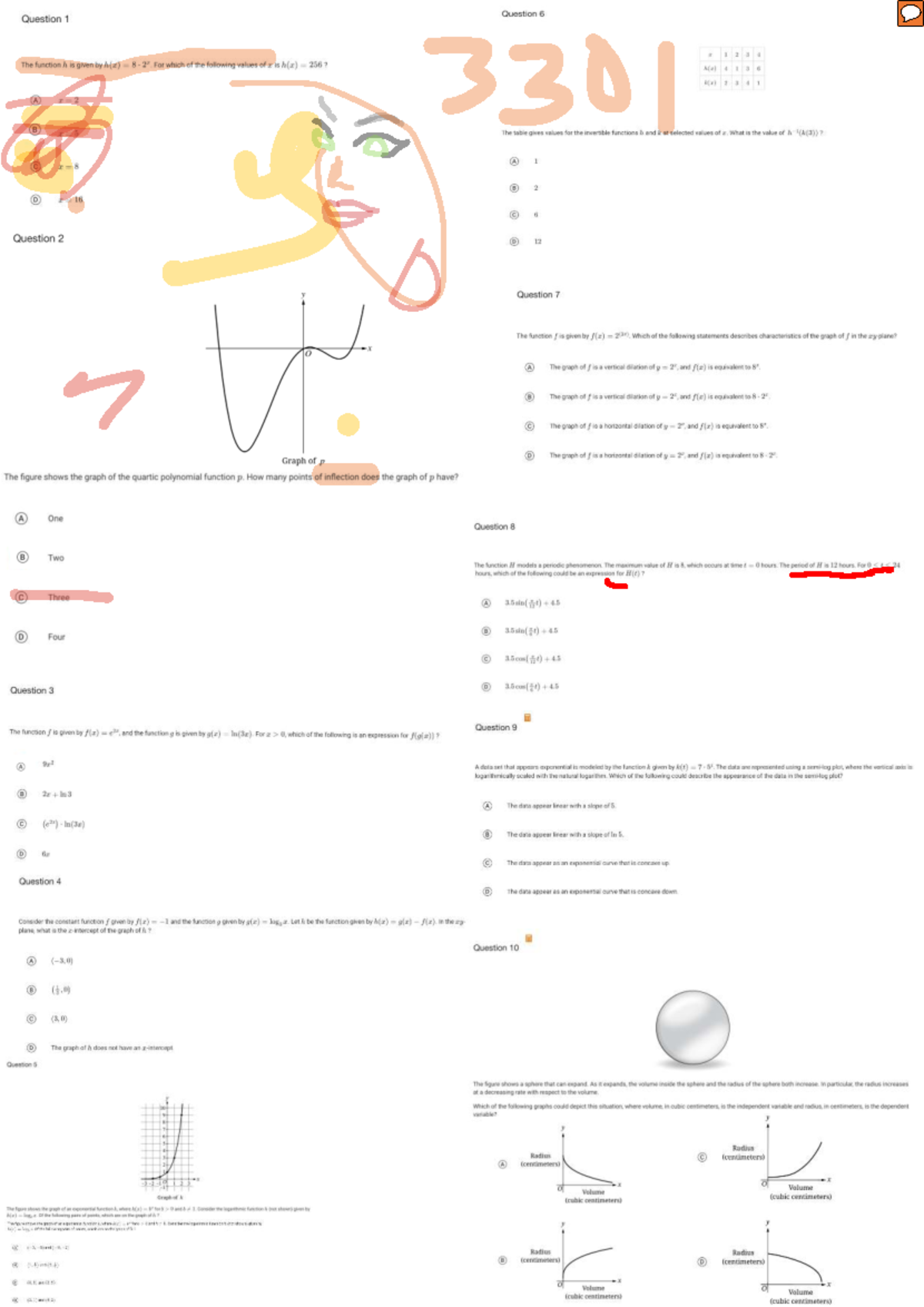 AP Precalculus Practice Exam 3: Questions and Solutions - Studocu