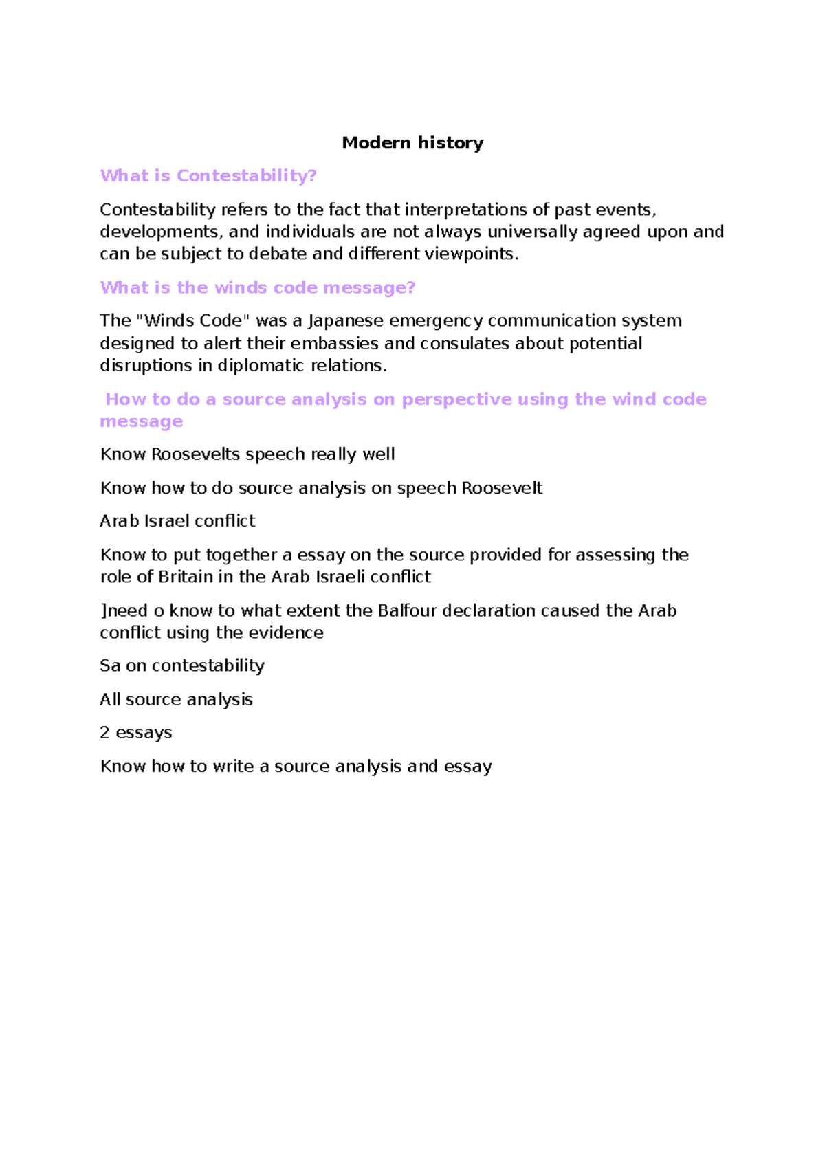 Modern History Mid-Year Exam: Contestability & Source Analysis - Studocu