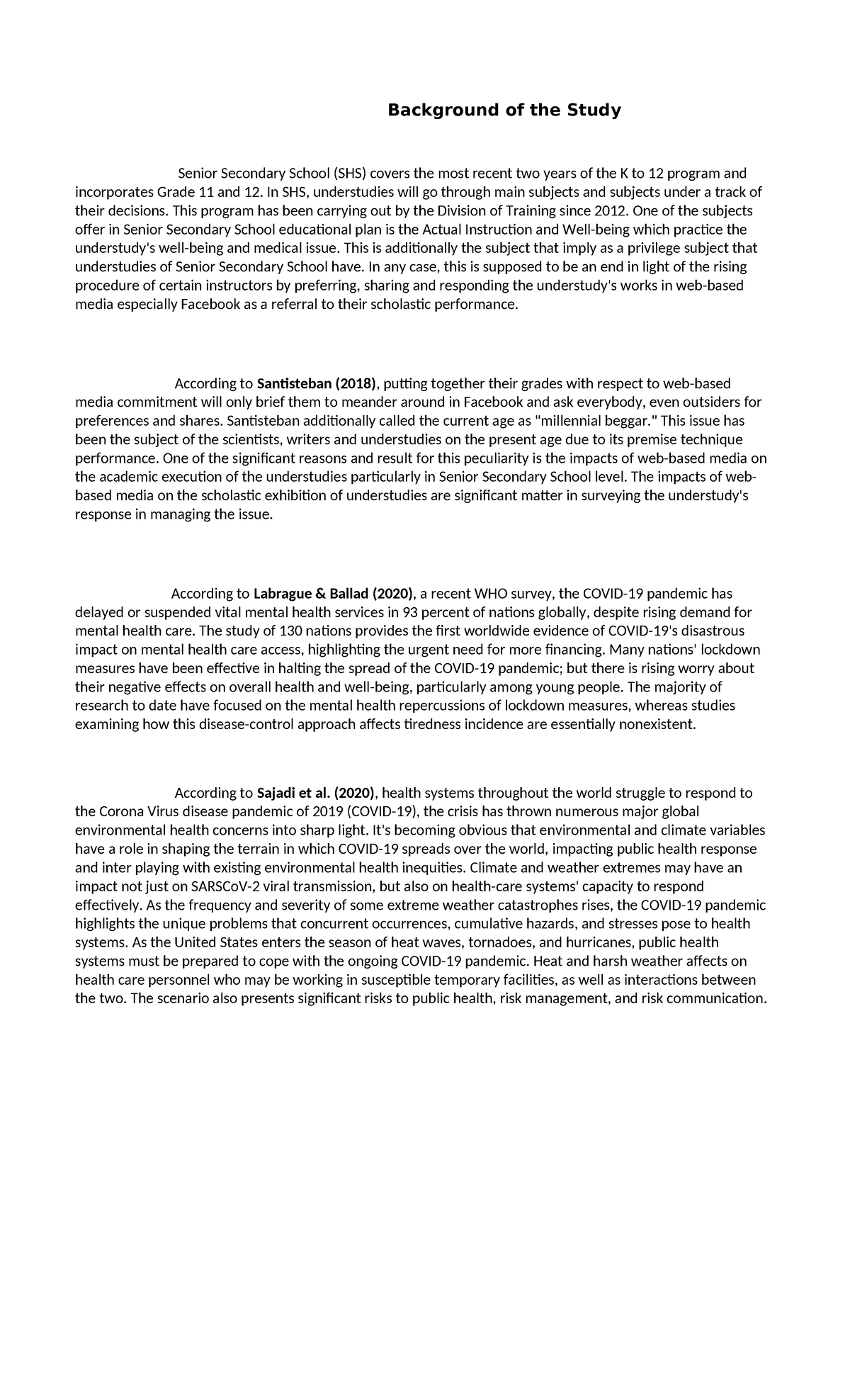 Background of the Study - Background of the Study Senior Secondary ...