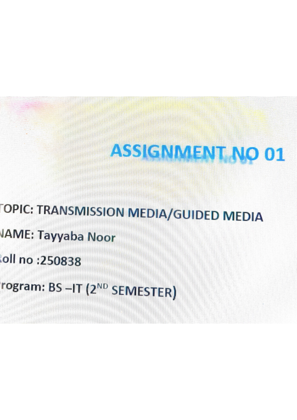Computer Network Assignment 01: Transmission Media Overview - Studocu
