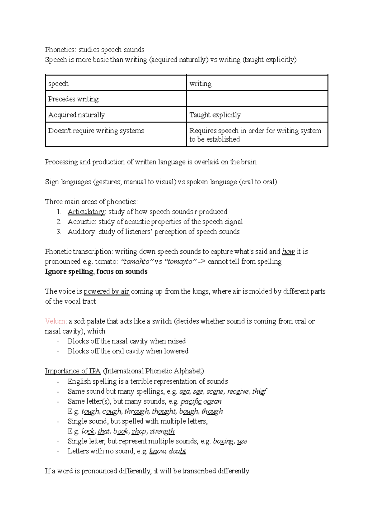 Phonetics (Week 2): Understanding Speech Sounds and Consonants - Studocu