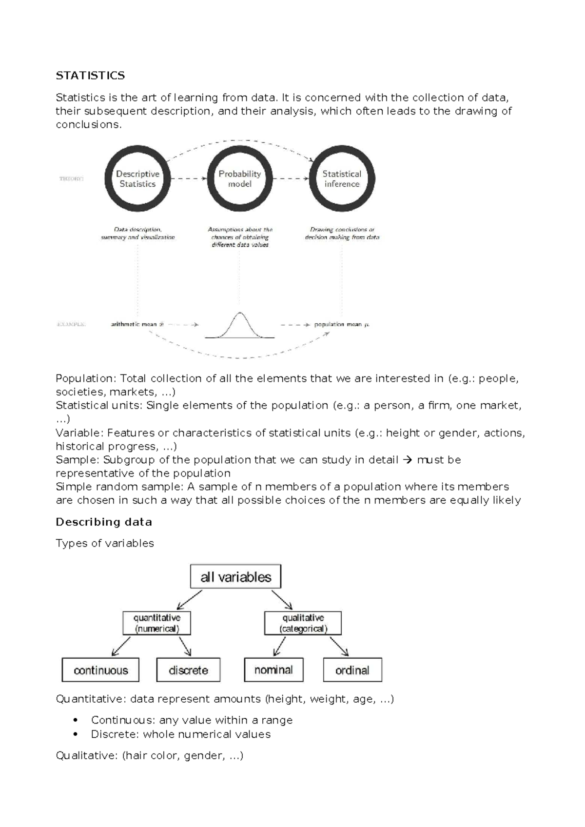 Statistics (from slides) - STATISTICS Statistics is the art of learning ...